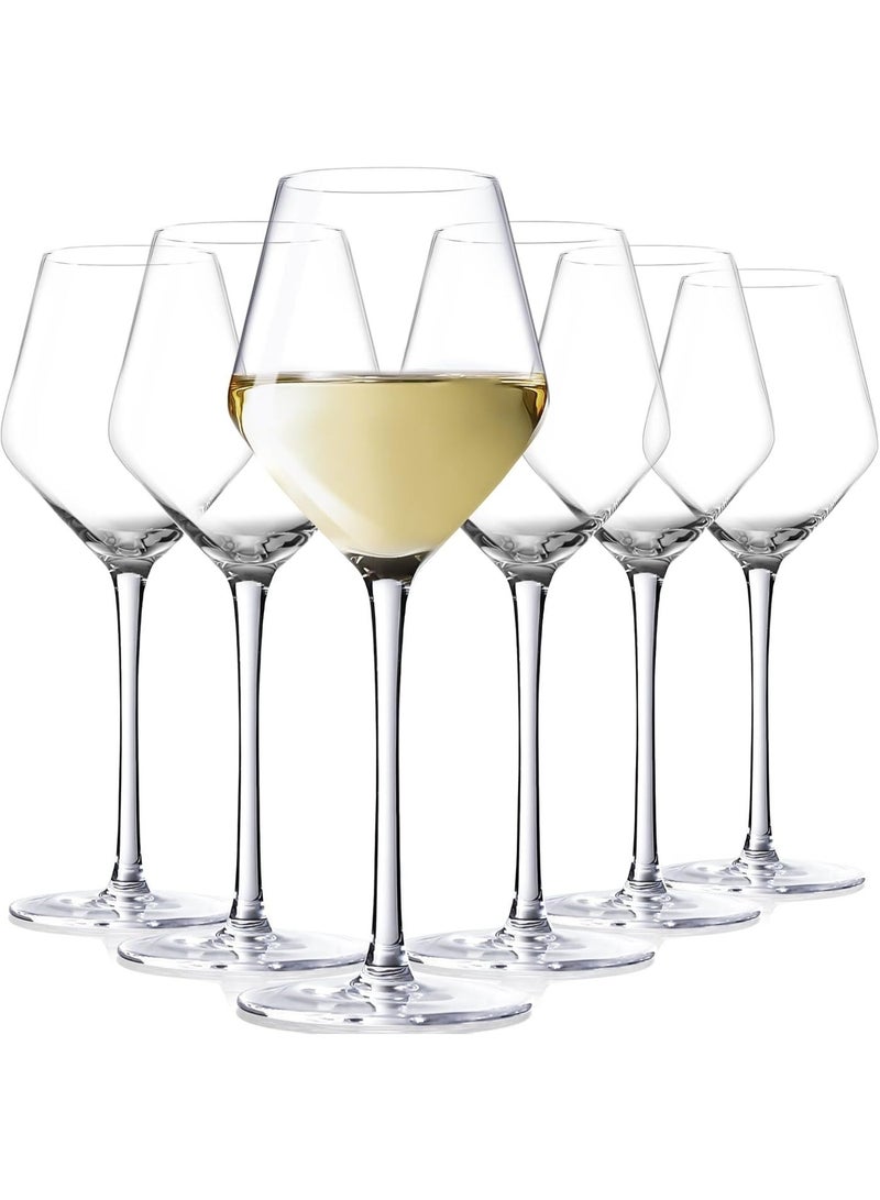 دبي كريستال طقم من 6 كؤوس نبيذ أحمر/أبيض مصنوعة يدويًا، سعة 13.5 أونصة، من زجاج كريستالي فاخر خالٍ من الرصاص، كؤوس نبيذ شفافة صغيرة ذات ساق طويلة، للاستخدام اليومي، هدية مثالية للزواج أو ذكرى الزواج أو عيد الميلاد - Image 1